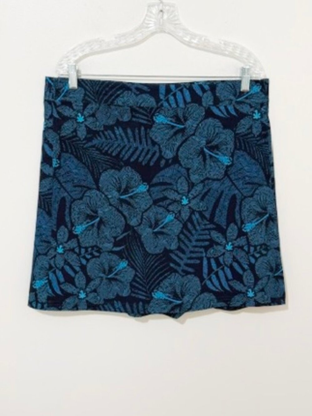 RipSkirt Hawaii Maui Moonlight Length 2 Blue Floral Wrap Skirt Size L - Picture 2 of 6